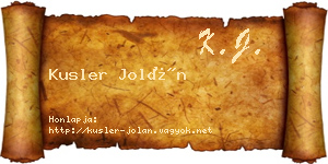 Kusler Jolán névjegykártya